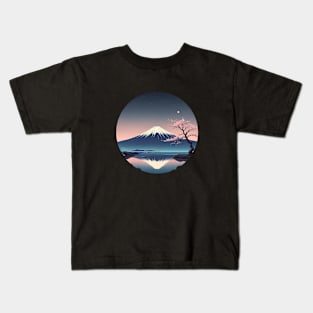 Abstract Fuji Night: Minimalist Moonlight T-shirt Kids T-Shirt